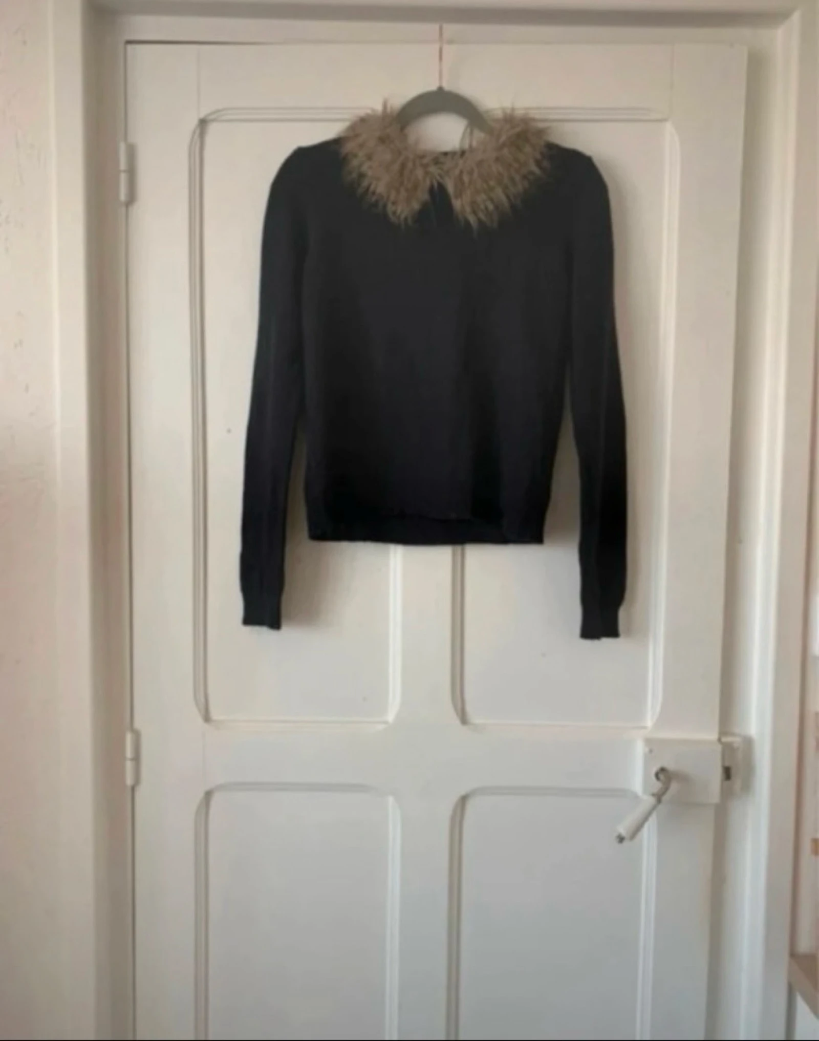 Pull à col fourrure léopard noir/beige femme - Taille M Mim